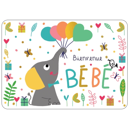 Carte postale bienvenue bébé elephant