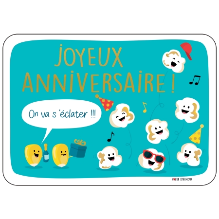 Carte d'invitation anniversaire popcorn on va s'éclater cartes d'art