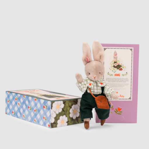 Poupée articulée minouchkas nine la lapine moulin roty avec boite cadeau